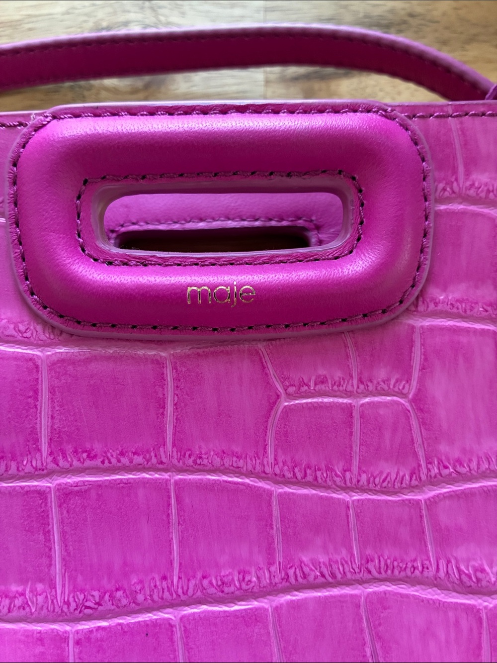 MAJE Pink Fringe Mini embossed-leather M bag NWOT - Picture 8 of 9